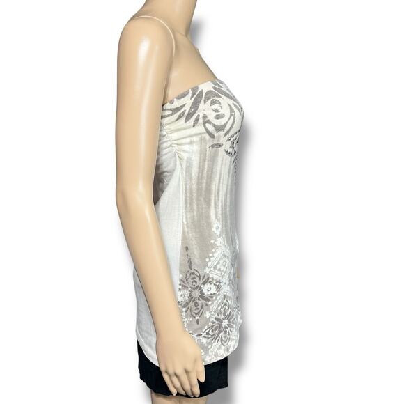 Maurices Womens Strapless Bandeau Tank Top with Shelf Bra Cream Silver Medium - Picture 3 of 11